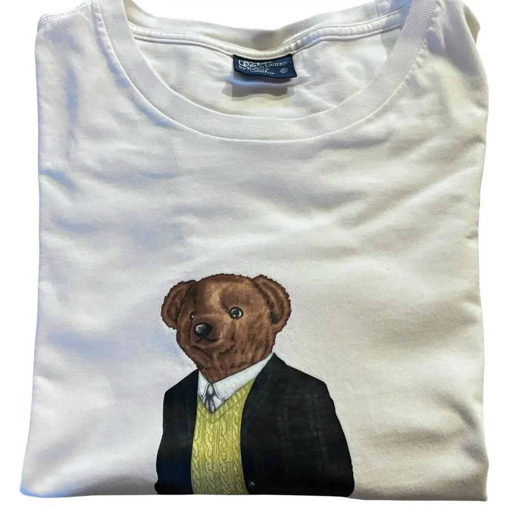 Vintage Polo Ralph Lauren Polo Bear Black Watch Blazer White T-Shirt Men's XL